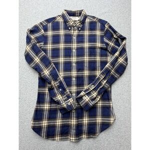 Brooks Brothers Shirt Mens Small Blue Plaid Flannel Long Sleeve Button Down